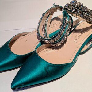 Beautiisoles Women's Cathy Flat in Satin Green